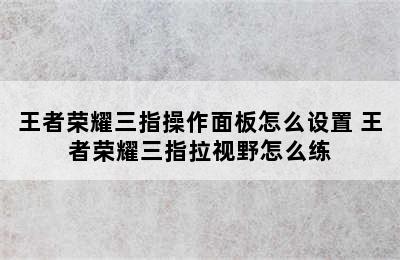 王者荣耀三指操作面板怎么设置 王者荣耀三指拉视野怎么练